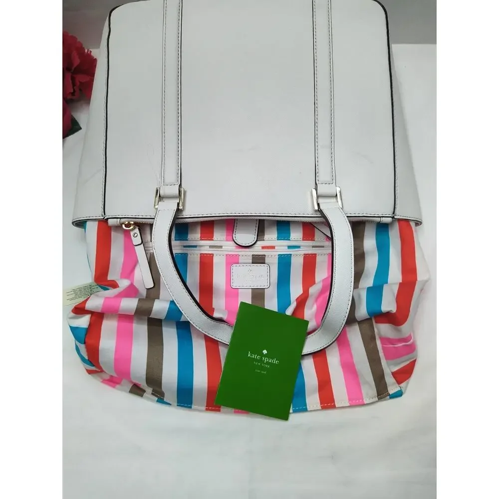 Kate Spade New York White Leather Carryall Double Handles Satchel Bag